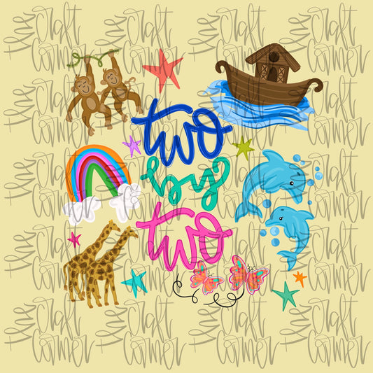 Noah’s Ark PNG, Two By Two PNG, Noah PNg, Gods Promises Png, Religious Png, Jesus Png, Bible Story Png, Doodle Png, Mommy and Me Png