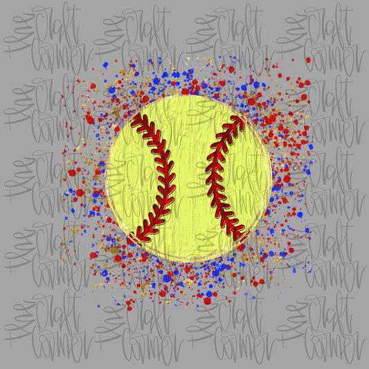 Softball PNG, Softball Splatter PNG, Ball Field PNG, Game Day Png, Realistic Paint Png, Brushstroke Png, Sports Png, Faux Glitter Png