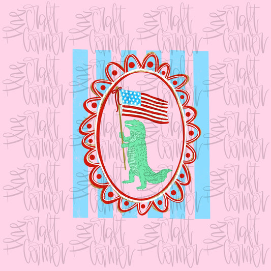 Gator PNG, Lator Gator PNG, Patriotic PNG, American Png, Whimsy Png, Girly Png, Dainty Png, Stripes Png, Memorial Day Png, July 4th Png