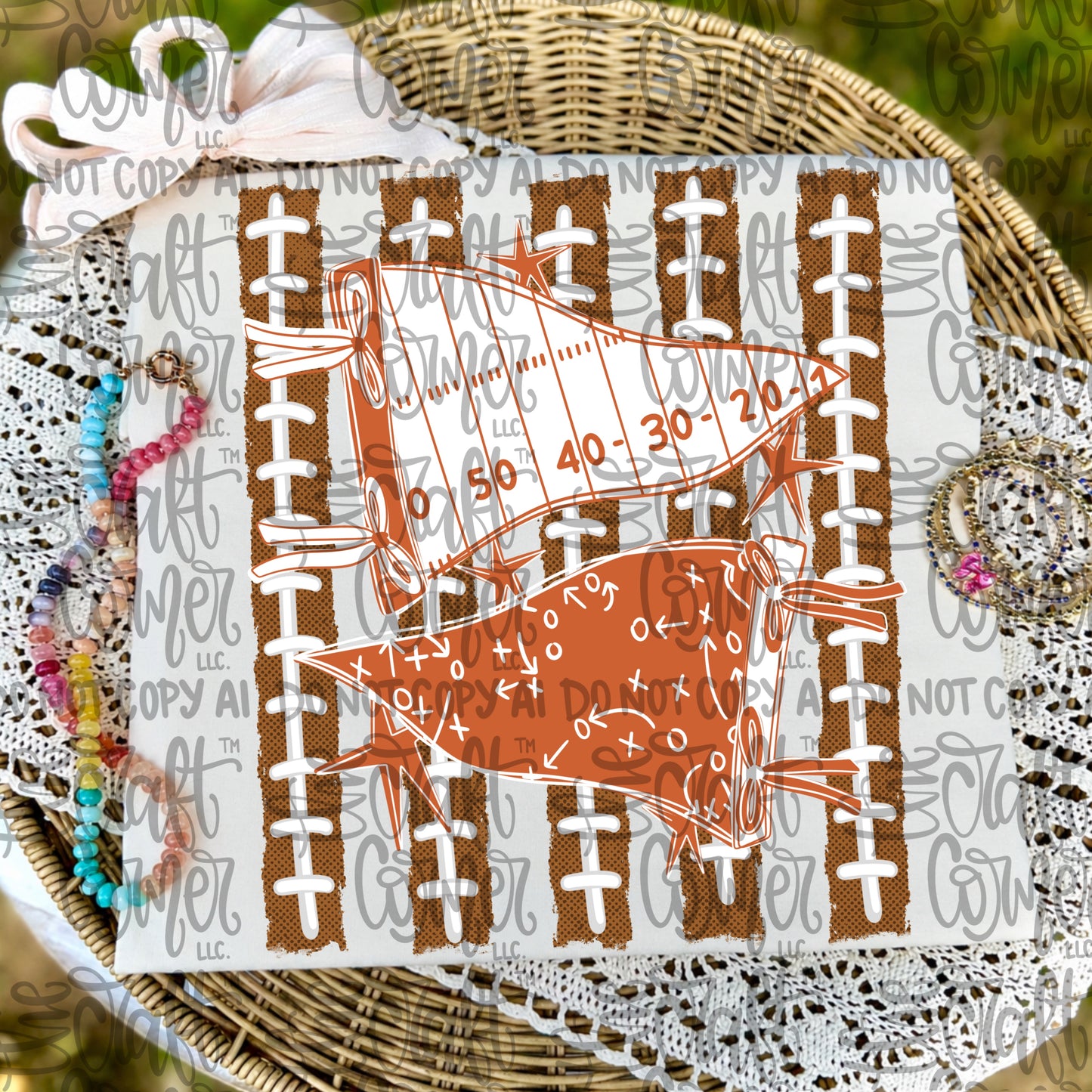 Burnt Orange and White Pennant