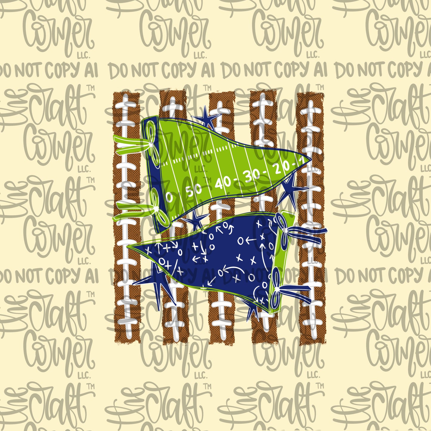 Navy and Green Pennant