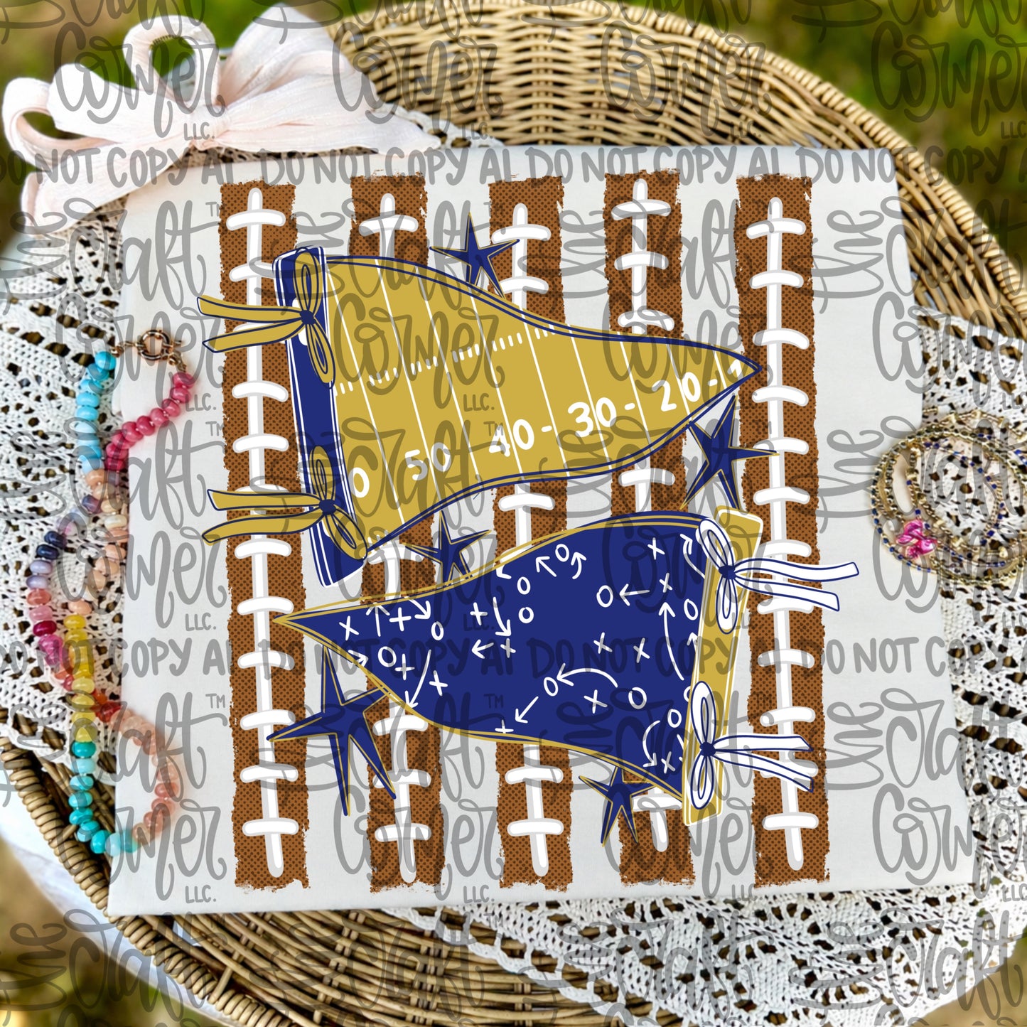 Blue and Gold Pennant, Pennants, Football, Croquette, Game Day