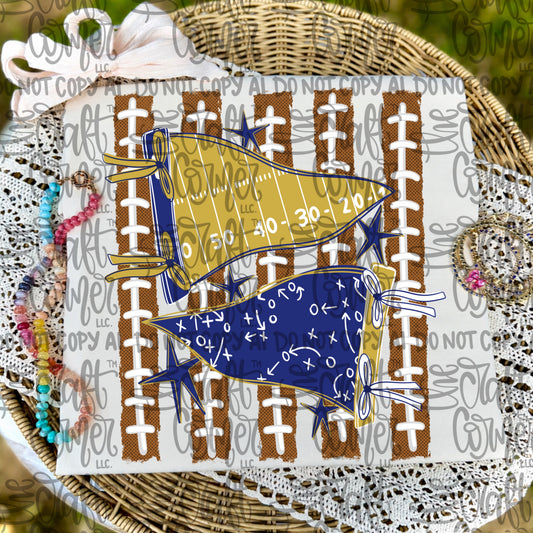 Blue and Gold Pennant, Pennants, Football, Croquette, Game Day