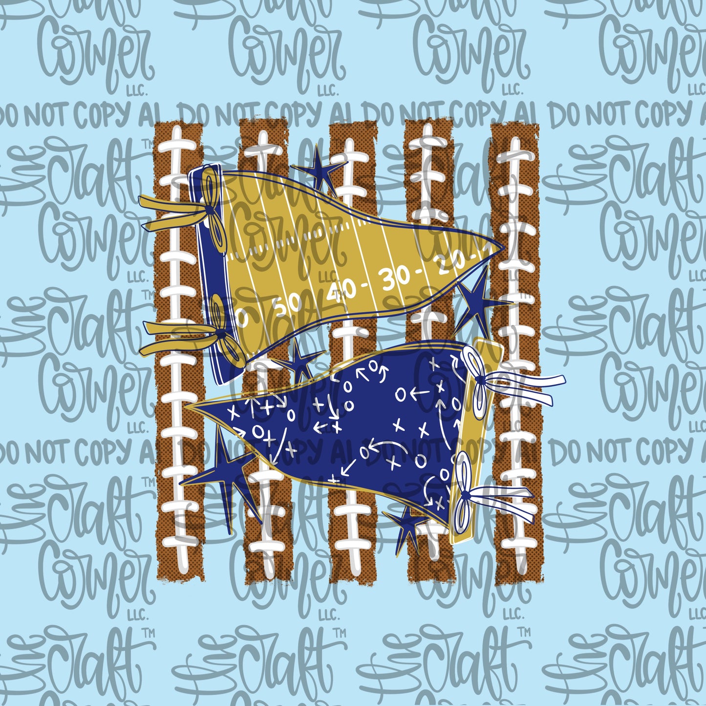 Blue and Gold Pennant, Pennants, Football, Croquette, Game Day