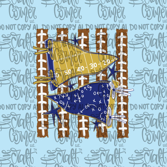 Blue and Gold Pennant, Pennants, Football, Croquette, Game Day