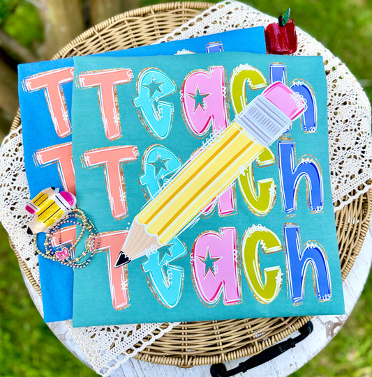 Teach Stacked with Pencil PNG