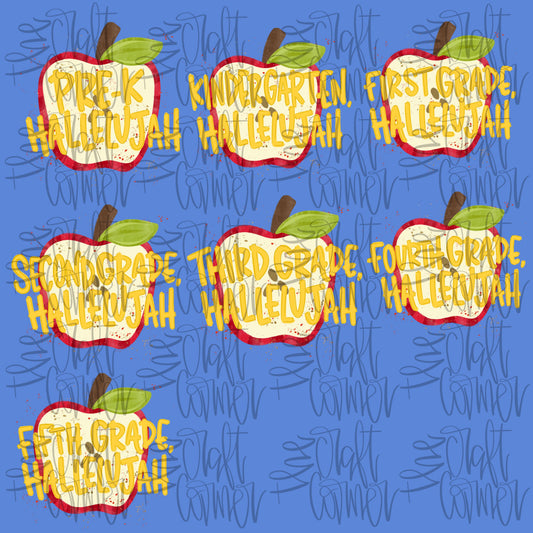 Grade Hallelujah PNG Bundle, First Day Of School PNG, Teacher PNG, Girly Png, Preppy School Png, All Grades