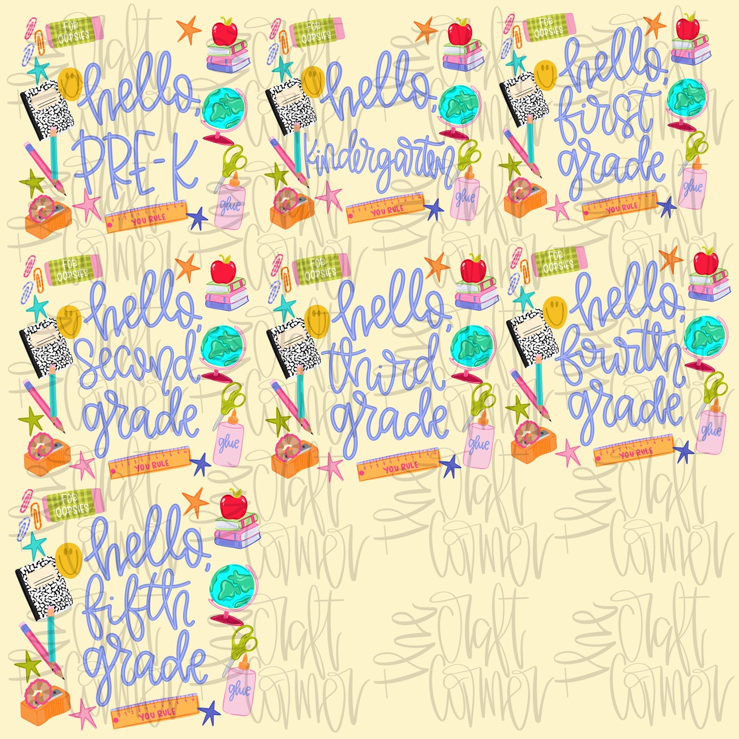 Hello Grade PNG Bundle, First Day Of School PNG, Teacher PNG, Girly Png, Preppy School Png, All Grades