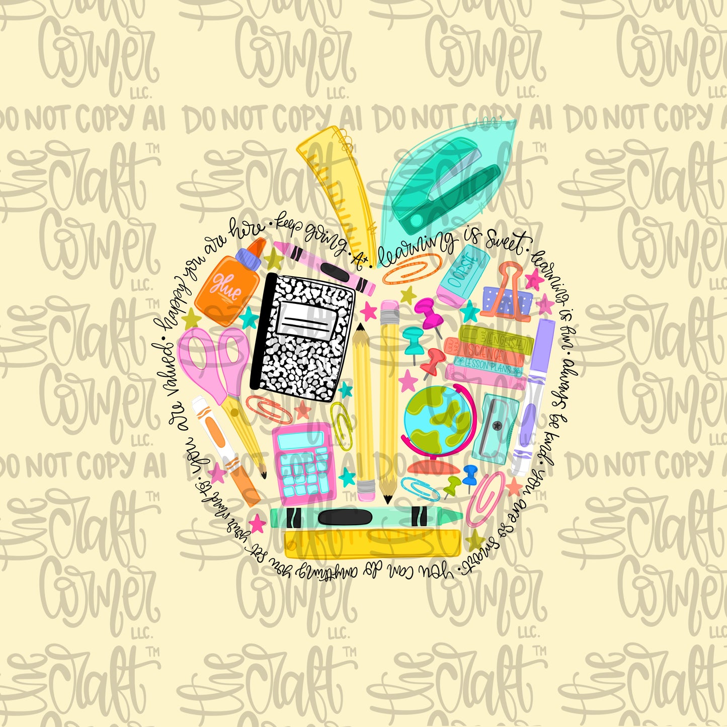 School Supply Affirmation Apple