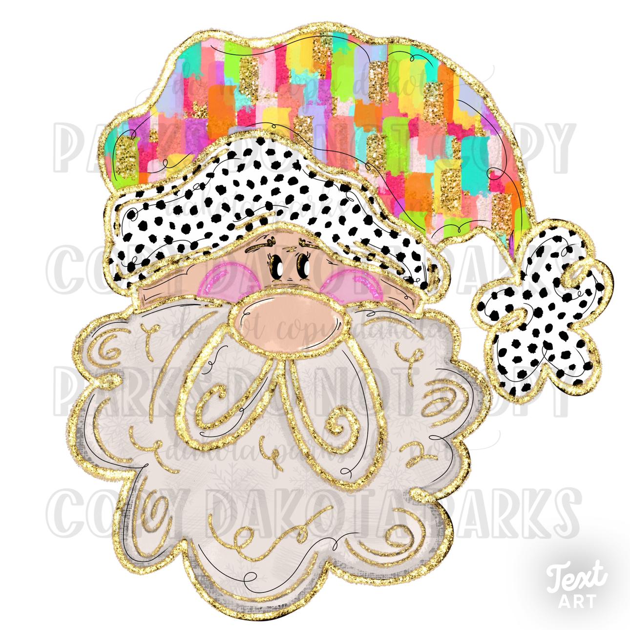 Christmas png, brushstroke png, digital design, holiday, Sublimation, Dtf, Gold Glitter, Faux Glitter, Dalmatian Spots, Santa png, Preppy