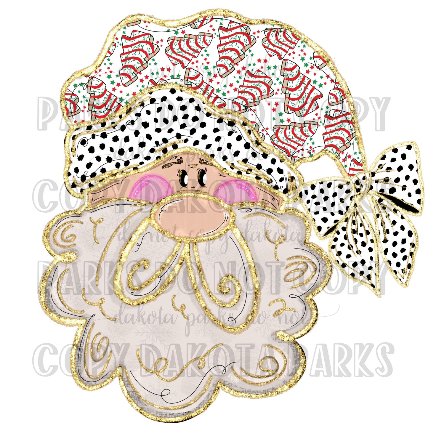 Christmas png, Holiday, Santa png, Gold, Glitter png, Sublimation DTF Digital Design, Preppy, Coquette, Hand Drawn, Christmas Cakes PNG