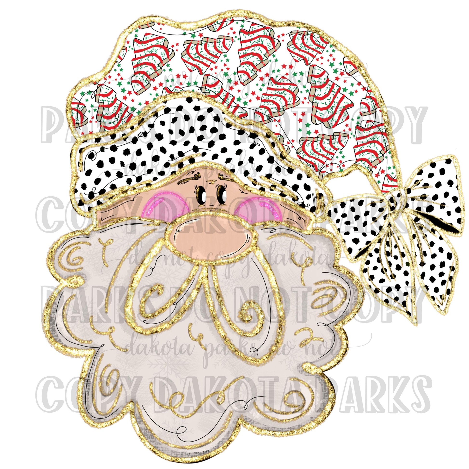 Christmas png, Holiday, Santa png, Gold, Glitter png, Sublimation DTF Digital Design, Preppy, Coquette, Hand Drawn, Christmas Cakes PNG