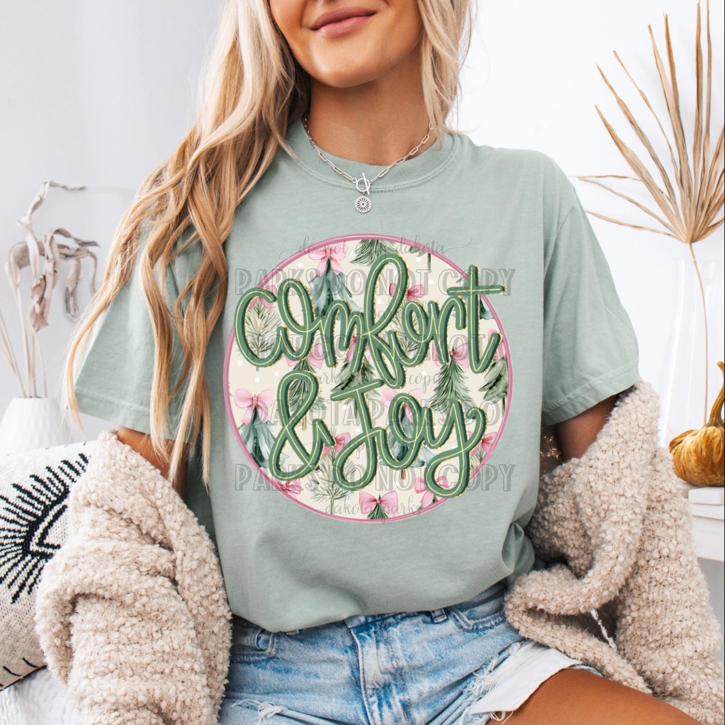 Christmas png, Santa png, Holiday png, Comfort and Joy png, DTF, Sublimation, Trendy png, Girly png, Preppy png, Faux Glitter png