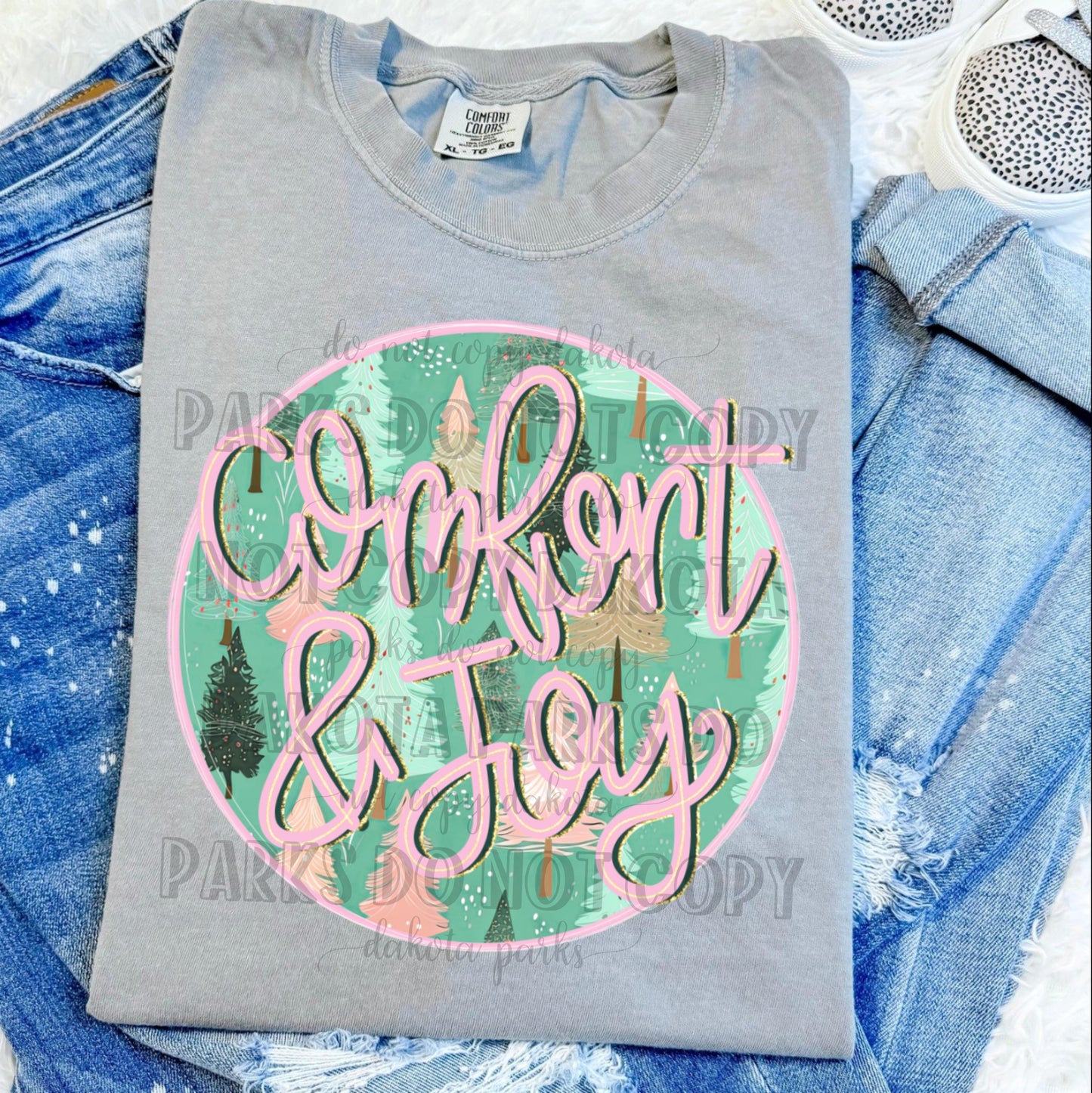 Christmas png, Santa png, Holiday png, Comfort and Joy png, DTF, Sublimation, Trendy png, Girly png, Preppy png, Faux Glitter png