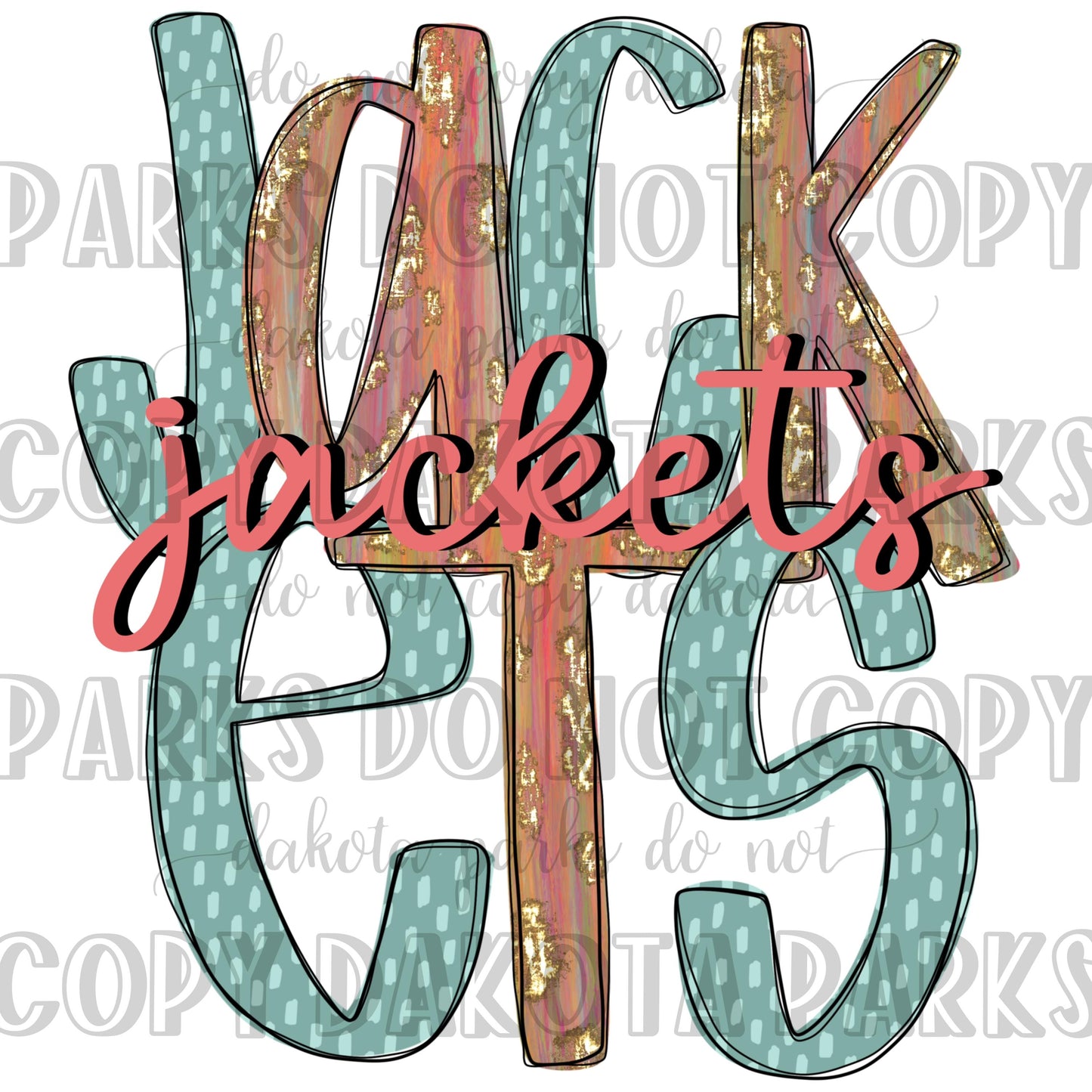 Jackets PNG, Colorful Brushstroke Retro, Watercolor, Gold Glitter, School Spirit, Team Spirit, Digital File, Sublimation, DTF, Mascot