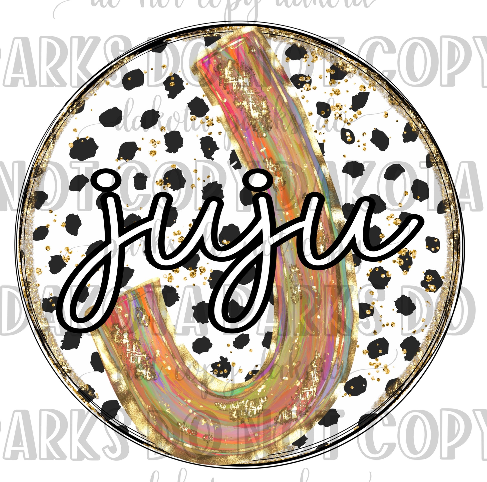 Juju PNG, Watercolor PNG, Brushstroke, Faux Glitter, Glitter DTF, Painting, Trendy, Preppy, Name Plate, Coquette, Gold Foil, Digital Design
