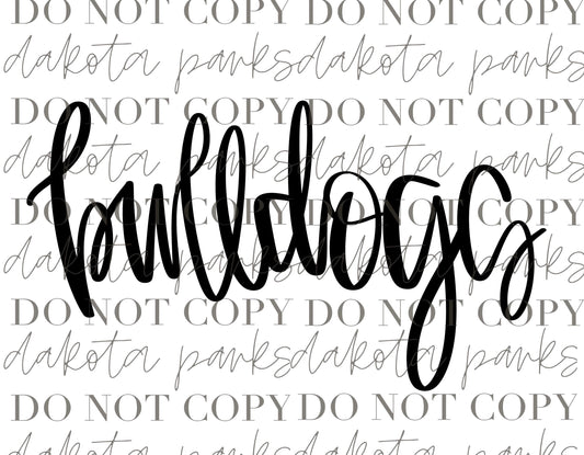 Bulldogs Mascot, Bulldogs Lettering, Hand Drawn Doodle, Calligraphy, School Spirit, School Mascot, Preppy PNG, Boujee PNG, Digital Art
