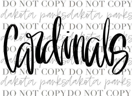 Cardinals Mascot, Cardinals Lettering, Hand Drawn Doodle, Calligraphy, School Spirit, School Mascot, Preppy PNG, Boujee PNG, Digital Art