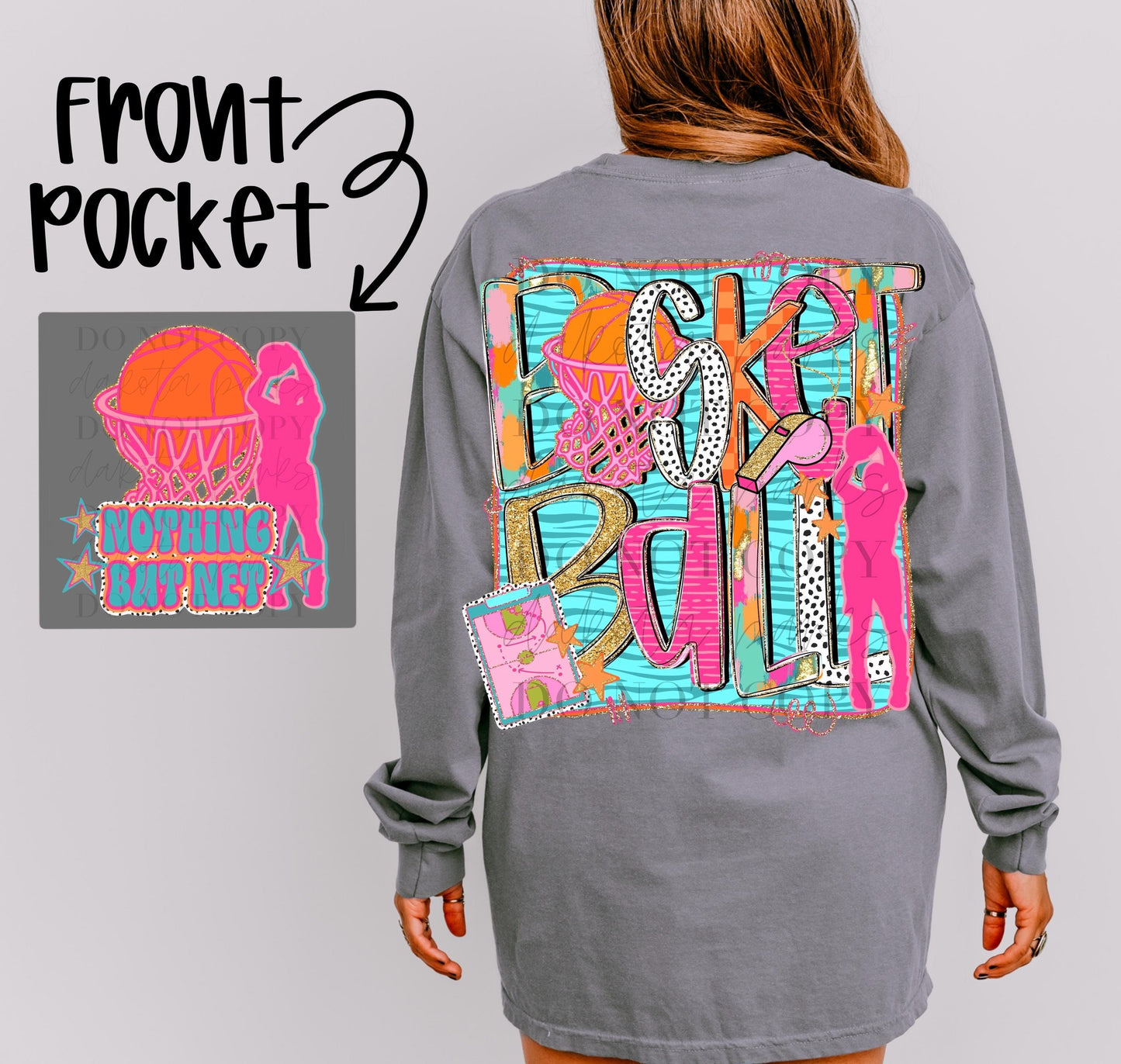 Basketball Preppy PNG, Fun Basketball PNG, preppy basketball png, basketball png, coquette png, girly, vivid png, neon, glitter digital desi
