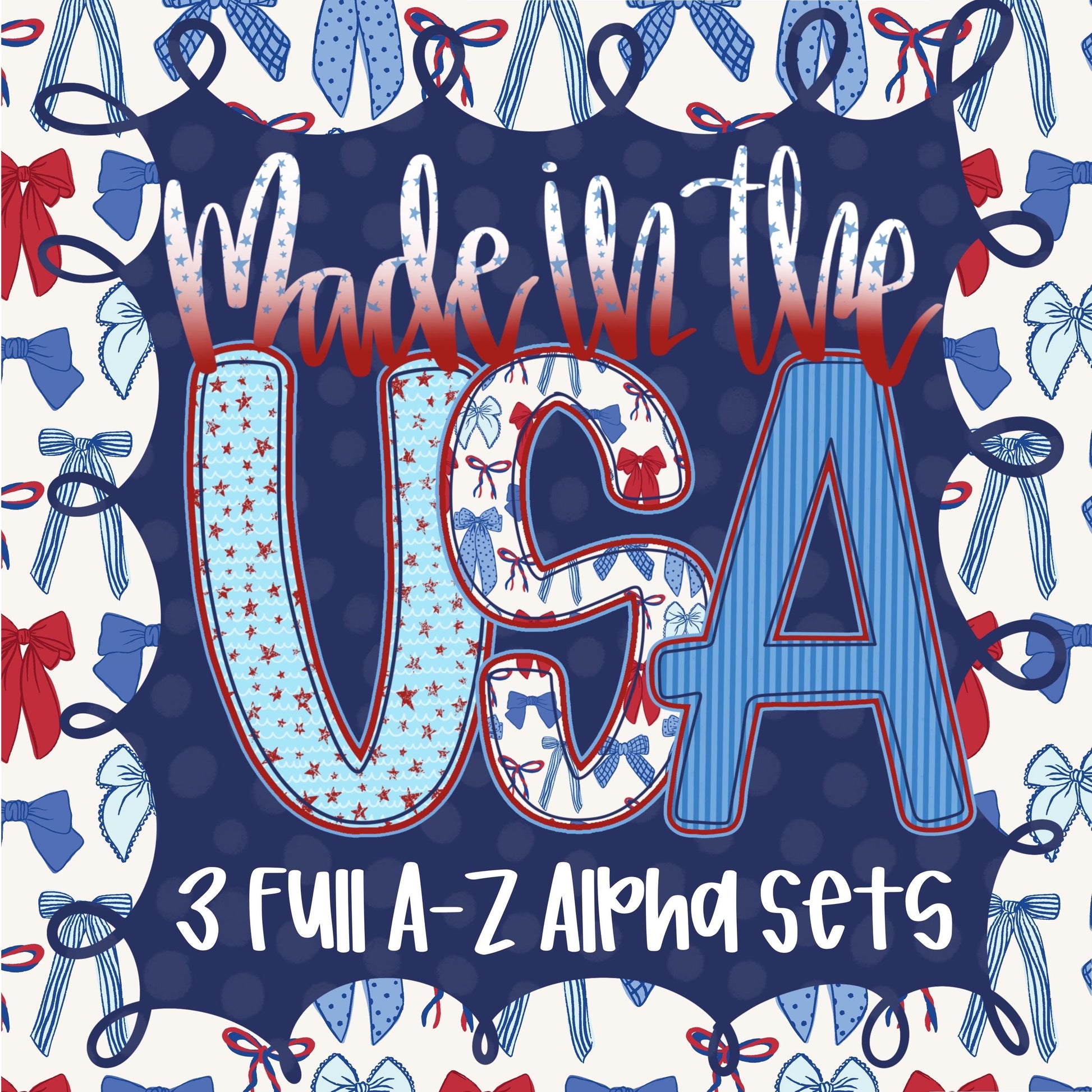 USA Alpha, PNG, Made In The USA, Coquette Alpha, Preppy, Patriotic png, American Alpha, Memorial Alpha, July 4th Alpha, Patriotic A-Z