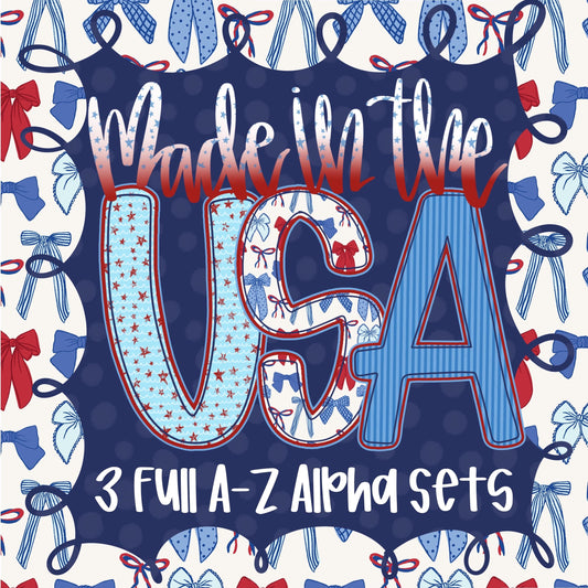 USA Alpha, PNG, Made In The USA, Coquette Alpha, Preppy, Patriotic png, American Alpha, Memorial Alpha, July 4th Alpha, Patriotic A-Z