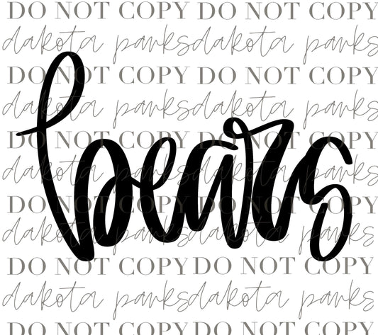 Bears Mascot, Bears Lettering, Hand Drawn Doodle, Calligraphy, School Spirit, School Mascot, Preppy PNG, Boujee PNG, Digital Art