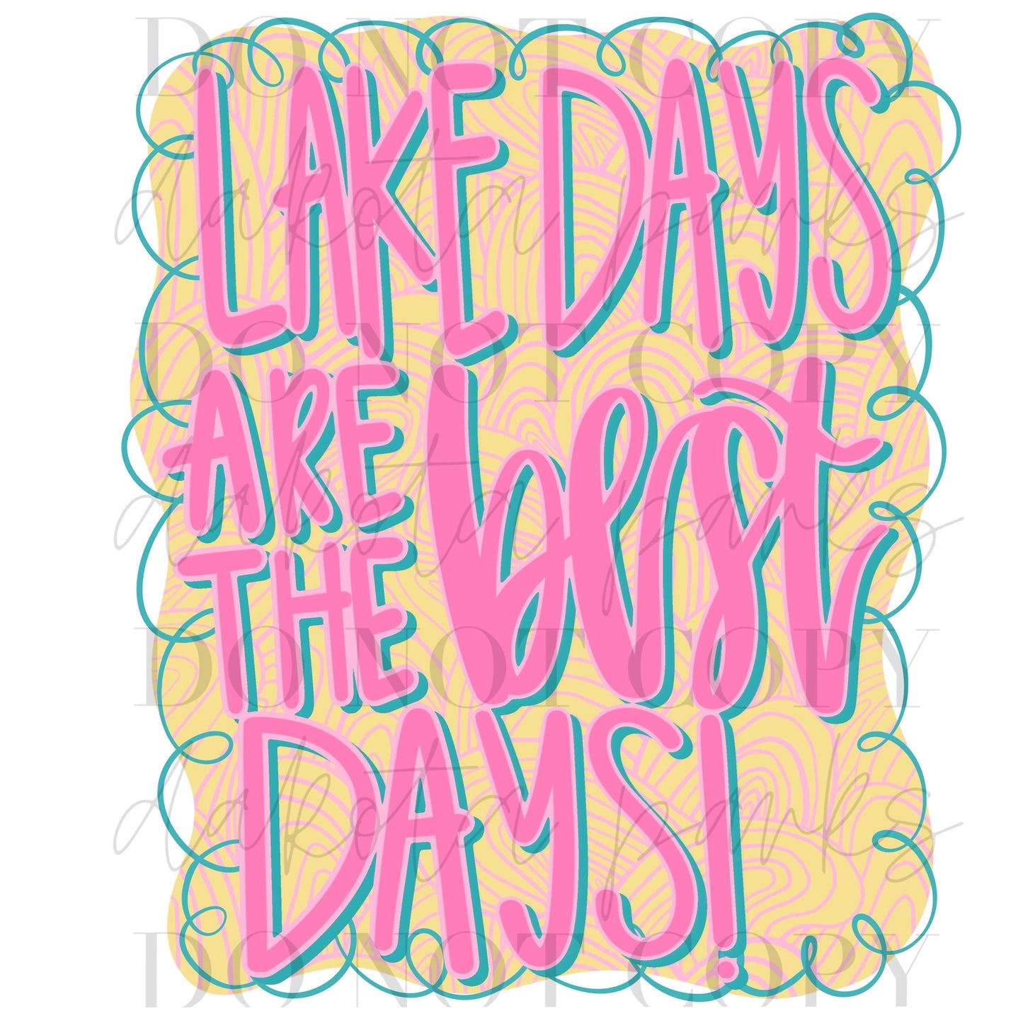 Lake Days PNG, Coquette PNG, Preppy PNG, Boujee Png, Dtf, Girly Summer Png, Spring, Lake, Summer Days, Hand Drawn Png