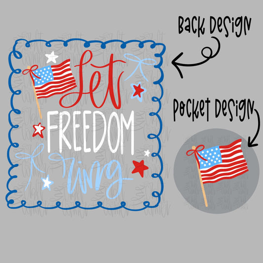 Let Freedom Ring PNG, Patriotic Coquette PNG, American Png, Merica Png, Coquette Png, Preppy Png, Red White and Blue Png, Hand Drawn dtf