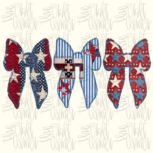 USA Coquette Bows , Patriotic Coquette Png, American Png, USA png, Coquette Png, Preppy Patriotic, Red White Blue Png, Dtf digital