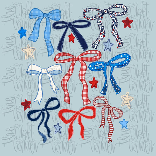 USA Coquette Bows, Patriotic Coquette Png, American Png, USA png, Coquette Png, Preppy Patriotic, Red White Blue Png, Dtf digital