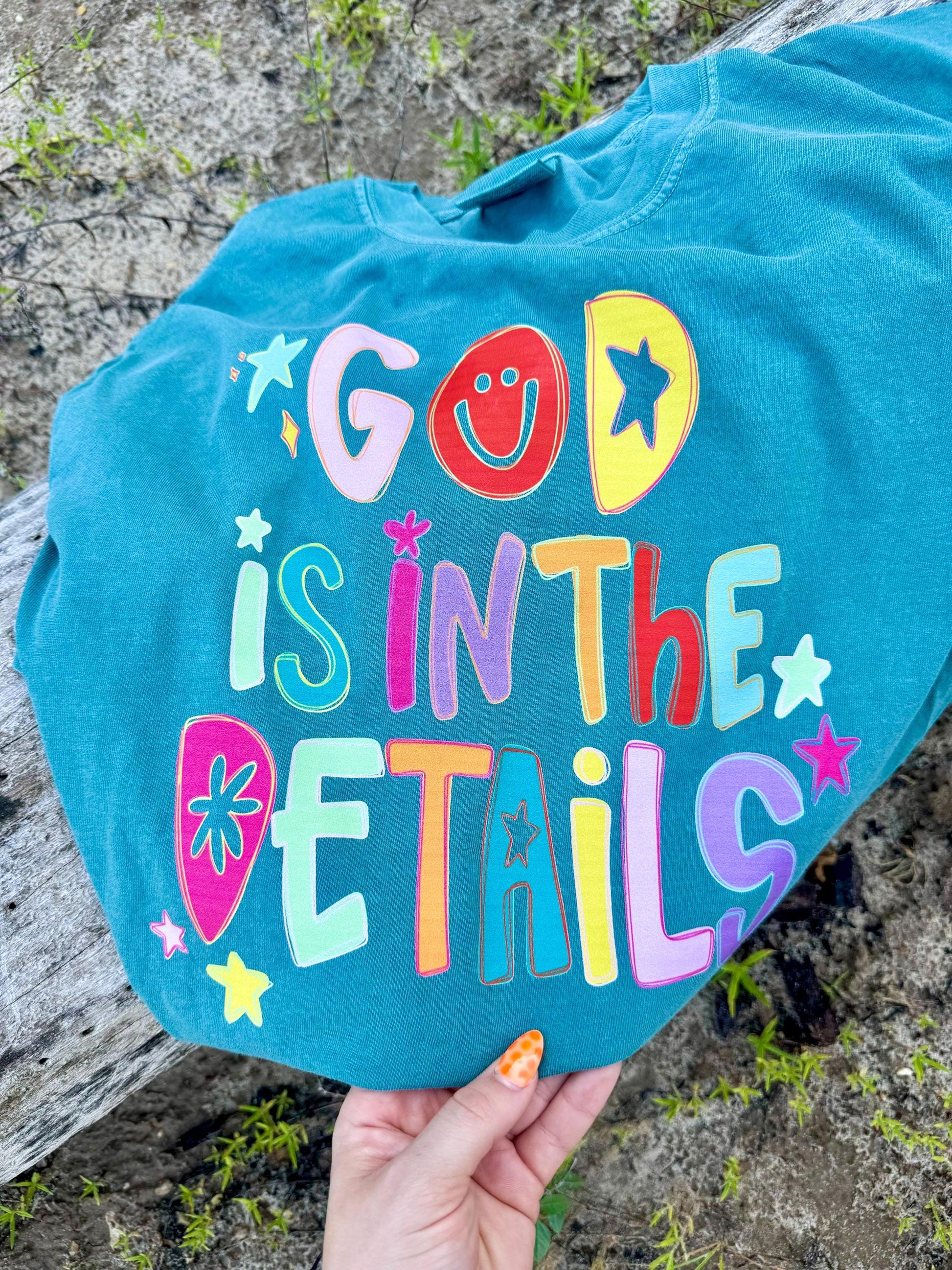 God Is In The Details PNG, Religious PNG, Preppy Png, Hand Lettered PNG, Doodle Png, Smiley Png, Millennial Png, Coquette Png,