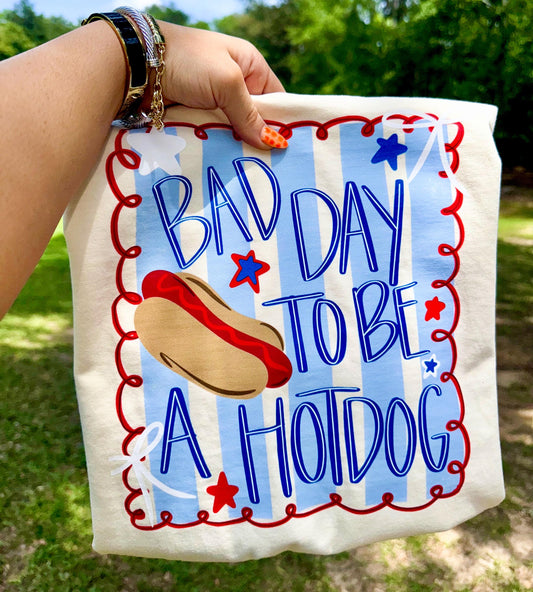Bad Day To Be A Hotdog , Patriotic Coquette Png, American Png, USA png, Coquette Png, Preppy Patriotic, Red White Blue Png, Dtf digital