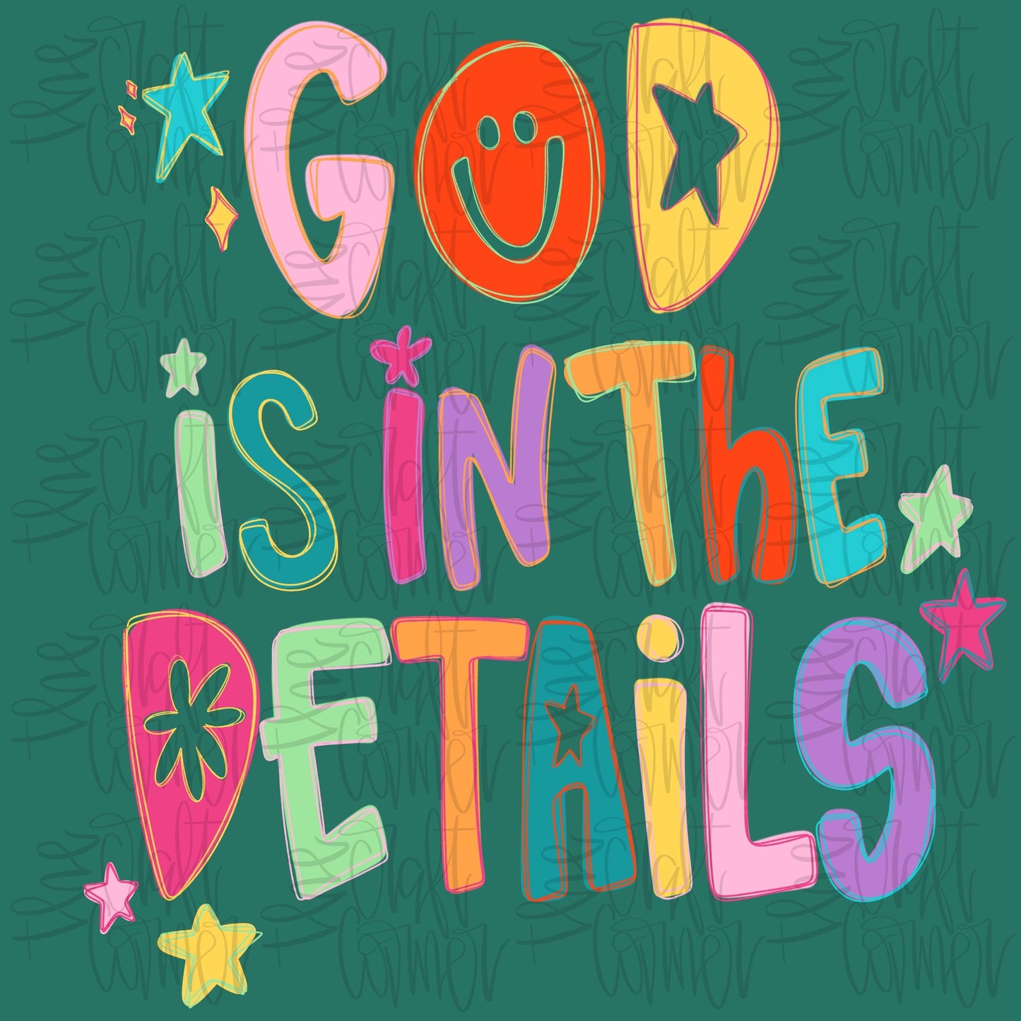 God Is In The Details PNG, Religious PNG, Preppy Png, Hand Lettered PNG, Doodle Png, Smiley Png, Millennial Png, Coquette Png,