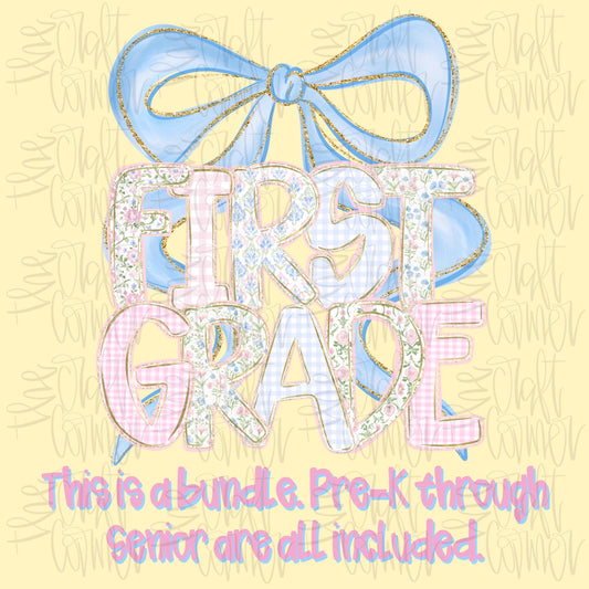 Grand Millennial Back To School PNG, Coquette School PNG, Millennial PNG, School Grades, Personalized, Digital Class Png