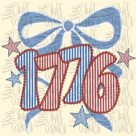 1776 Seersucker Coquette Bow , Patriotic Coquette Png, American Png, USA png, Coquette Png, Preppy Patriotic, Red White Blue Png, digital