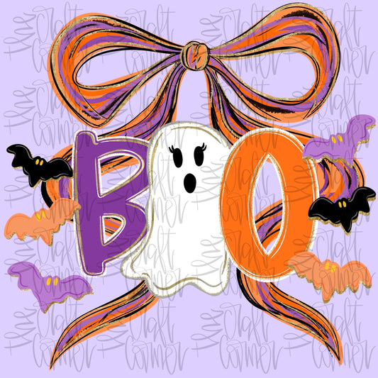 Boo PNG, Spooky Coquette PNG, Ghost PNG, Halloween Png, Fall Png, Preppy Png, Trendy Png, Halloween Bow Png, Faux Glitter Png, Brushstroke
