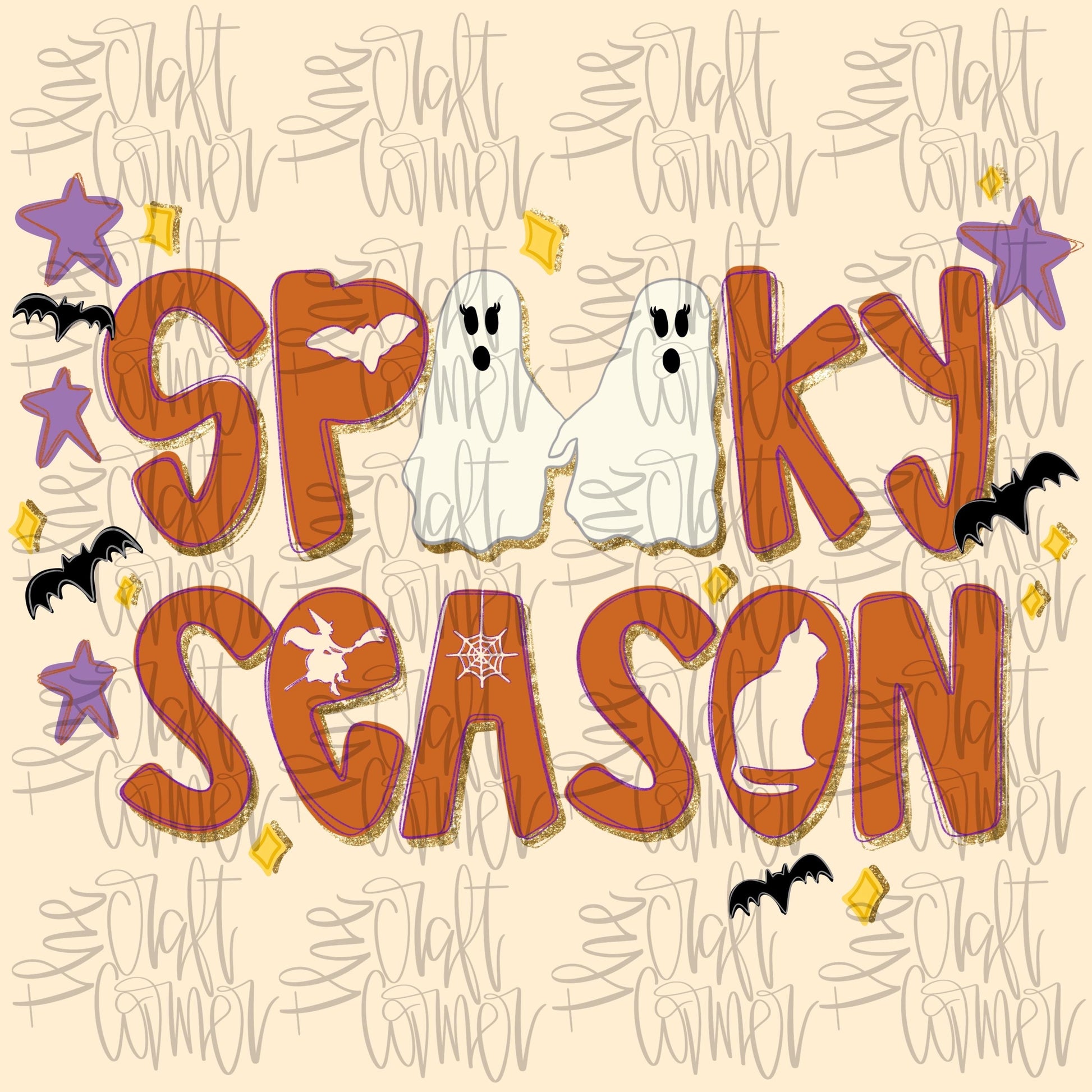 Boo PNG, Spooky Doodle PNG, Ghost PNG, Spooky Season Png, Halloween Png, Fall Png, Trendy Png, Halloween Bow Png, Faux Glitter, Hand Drawn