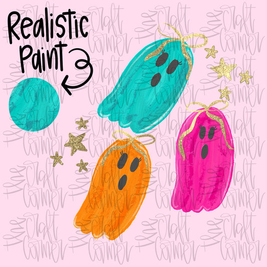 Ghost PNG, Spooky Coquette PNG, Boo PNG, Halloween Png, Fall, Preppy Png, Trendy Png, Halloween Bow Png, Faux Glitter Png, Realistic Paint