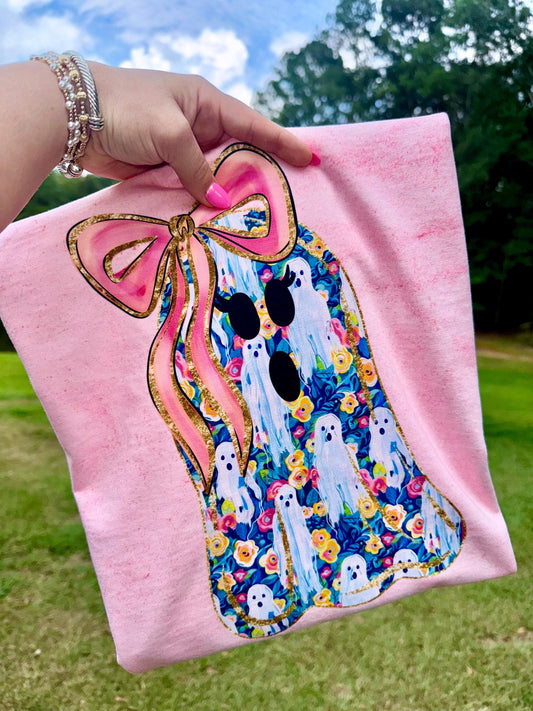 Preppy Ghost Coquette PNG, Neon Floral Ghost PNG, Fall Png, Preppy Halloween PNG, Brushstroke Png, Girly Png, Faux Glitter Png