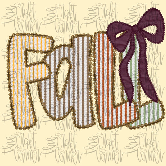 Fall Seersucker Coquette Bow , Fall Coquette Png, Autumn Png, Seersucker png, Coquette Png, Preppy Fall, Embroidery Png, Digital Png