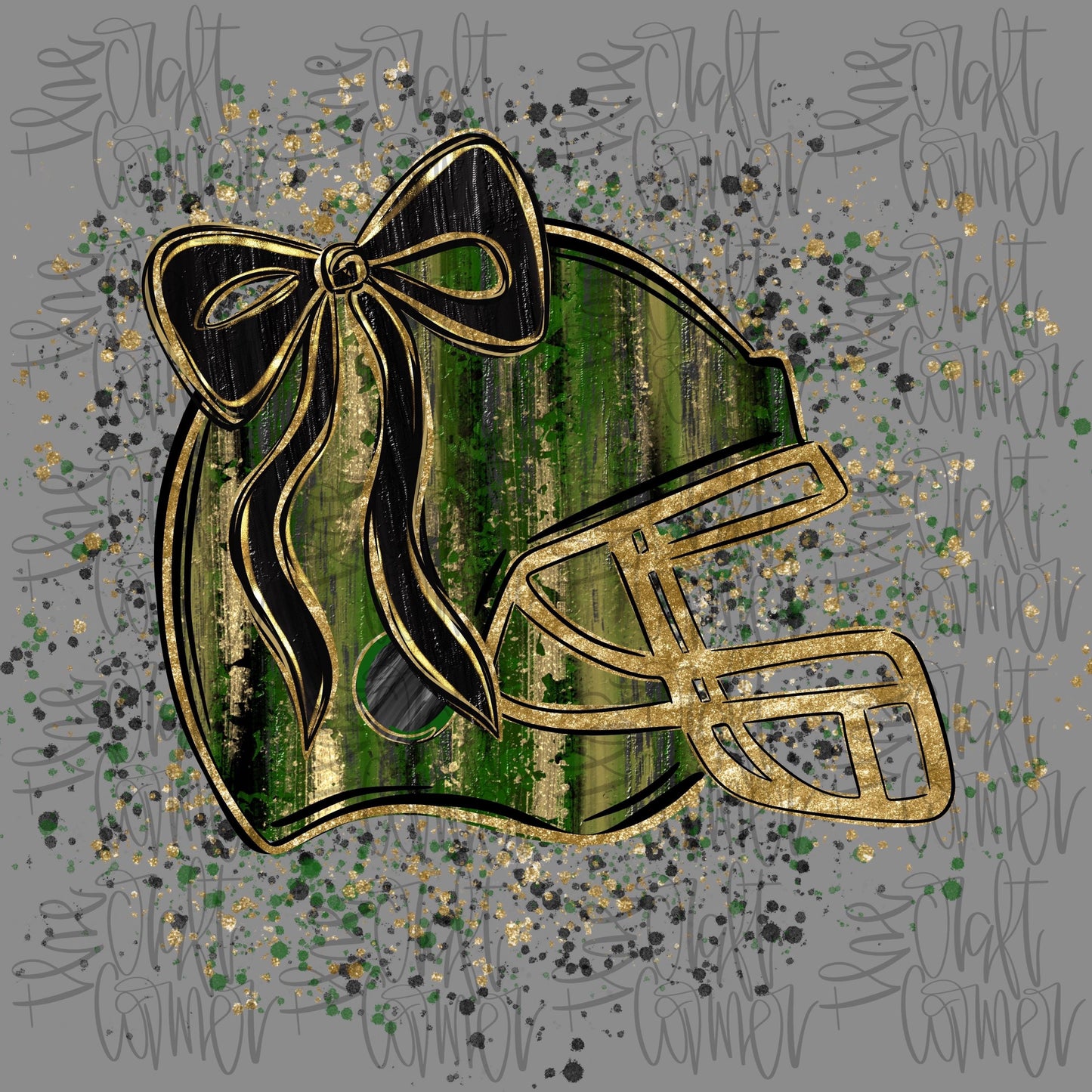 Football Helmet Coquette PNG, Green Black PNG, School Spirit PNG, Faux Glitter Png, Preppy Png, Realistic Paint Png, Trending Png, Bow png