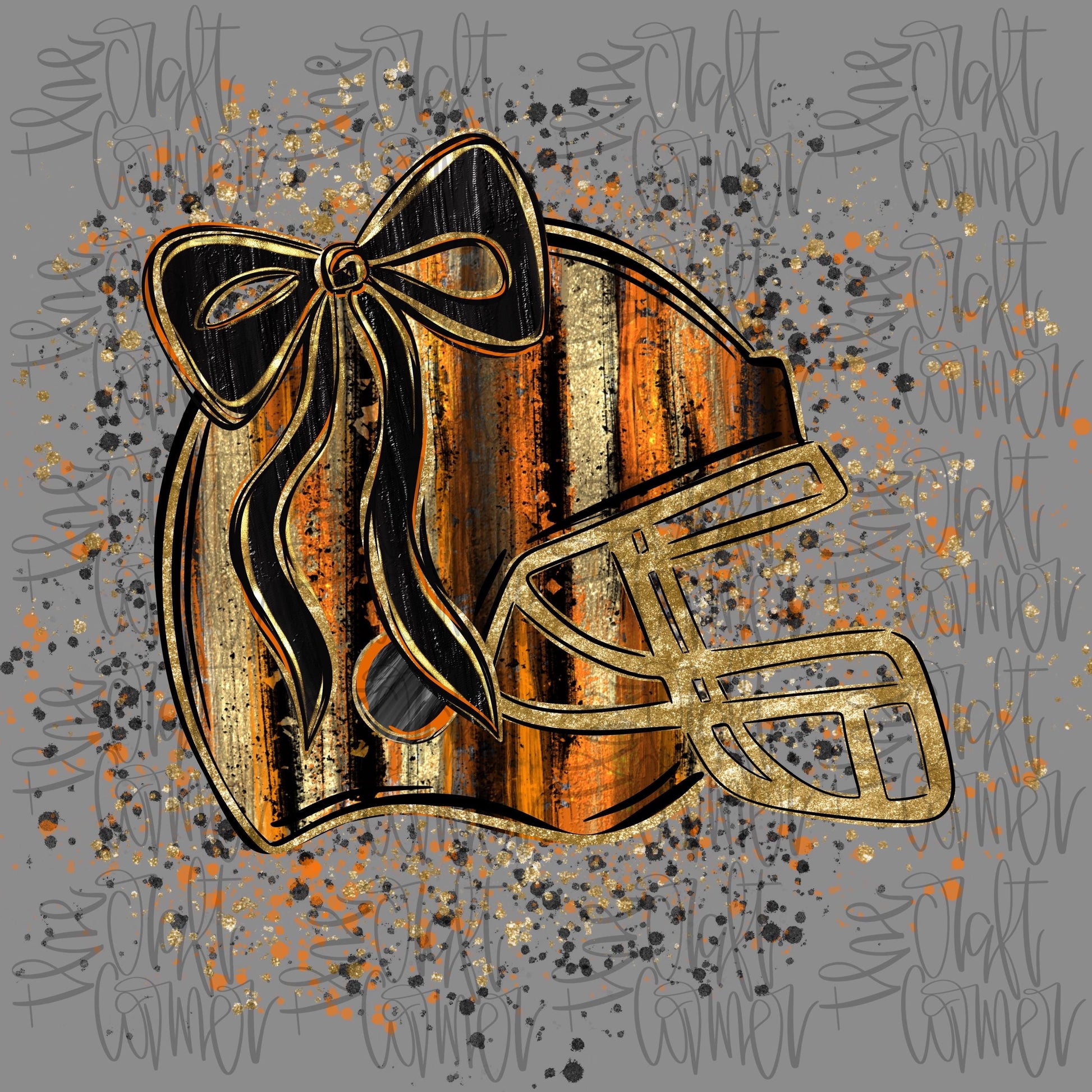 Football Helmet Coquette PNG, Black Orange PNG, School Spirit PNG, Faux Glitter Png, Preppy Png, Realistic Paint Png, Trending Png, Bow png