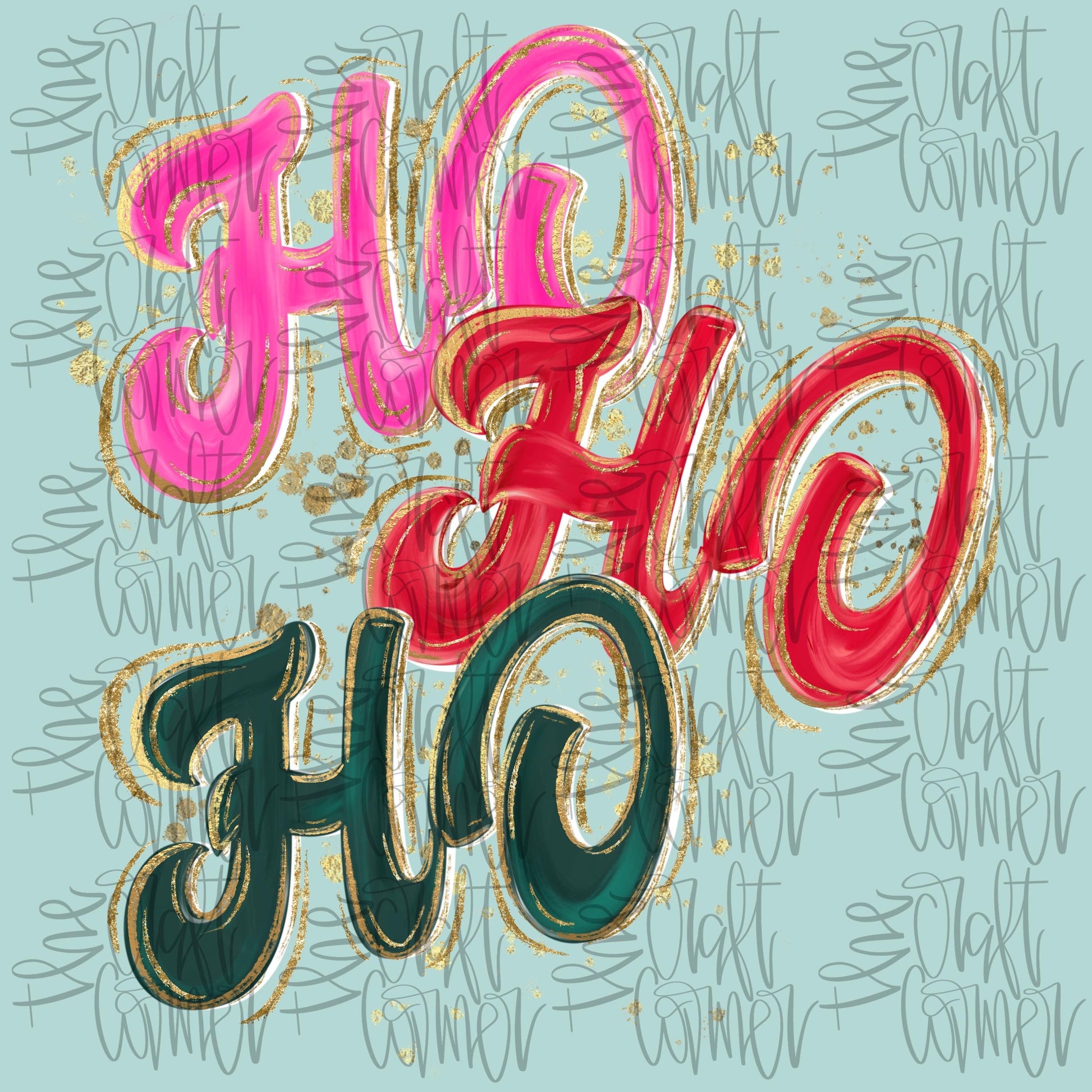 Christmas PNG, Ho Ho Ho PNG, Holiday PNG, Watercolor Png, Brushstroke Png, Preppy Png, Trendy Png, Girly Christmas Png, Faux Glitter Png