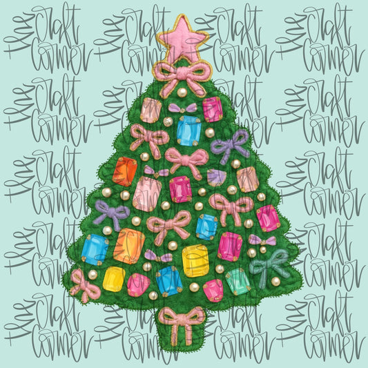 Christmas Rhinestone Tree PNG, Merry Christmas PNG, Christmas Tree PNG, Faux Yarn Png, Christmas Realistic Yarn Png, Holiday Png, Trendy Png
