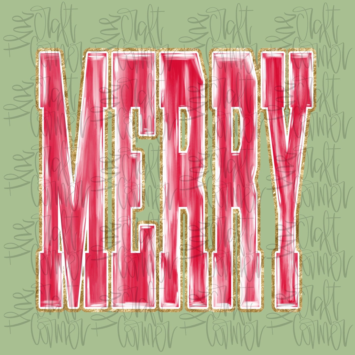 Merry PNG, Christmas PNG, Varsity Christmas PNG, Preppy Png, Faux Glitter Png, Brushstroke Christmas Png, Watercolor Png, Holiday Png