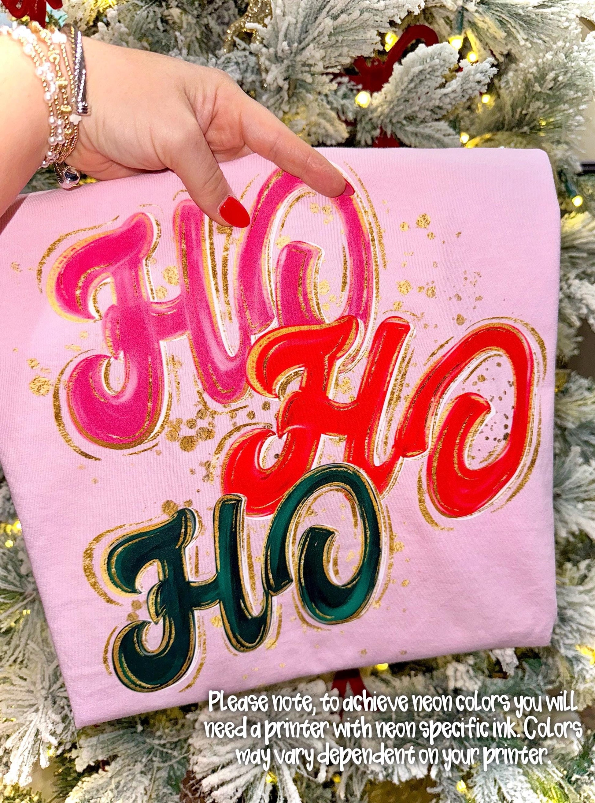 Christmas PNG, Ho Ho Ho PNG, Holiday PNG, Watercolor Png, Brushstroke Png, Preppy Png, Trendy Png, Girly Christmas Png, Faux Glitter Png