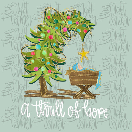 A Thrill Of Hope PNG, Christmas PNG, Baby Jesus PNG, Manger Png, Holiday Png, Merry Christmas Png, Whimsical Png, Faux Gold Png, Trendy Png
