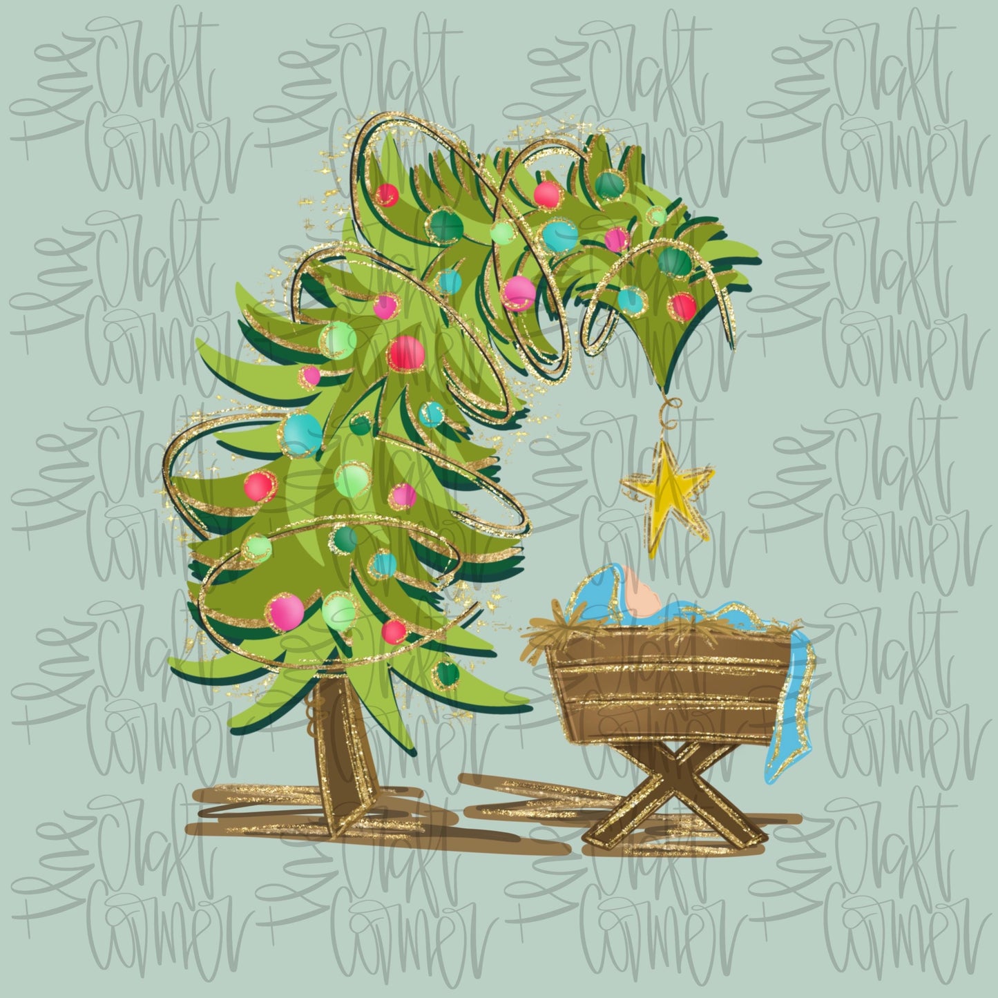A Thrill Of Hope PNG, Christmas PNG, Baby Jesus PNG, Manger Png, Holiday Png, Merry Christmas Png, Whimsical Png, Faux Gold Png, Trendy Png