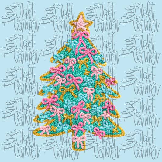 Christmas Tree Coquette PNG, Merry Christmas PNG, Faux Yarn PNG, Christmas Realistic Yarn Png, Holiday Png, Trendy Png, Preppy Png, Bow Png