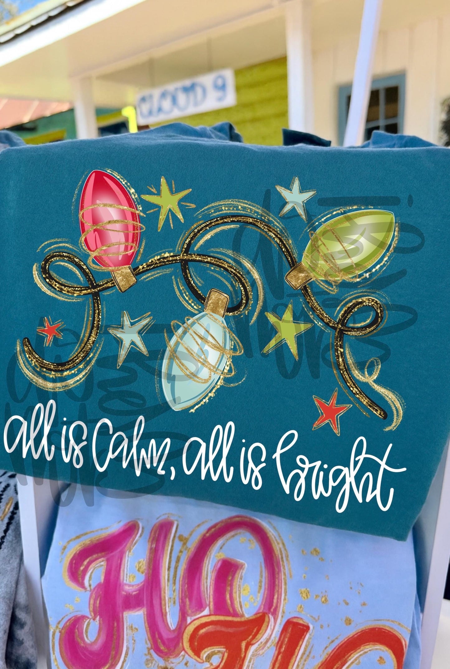 All Is Calm, All Is Bright PNG, Merry Christmas PNG, Holiday PNG, Traditional Png, Trendy Png, Christmas Lights Png, Faux Glitter Png,